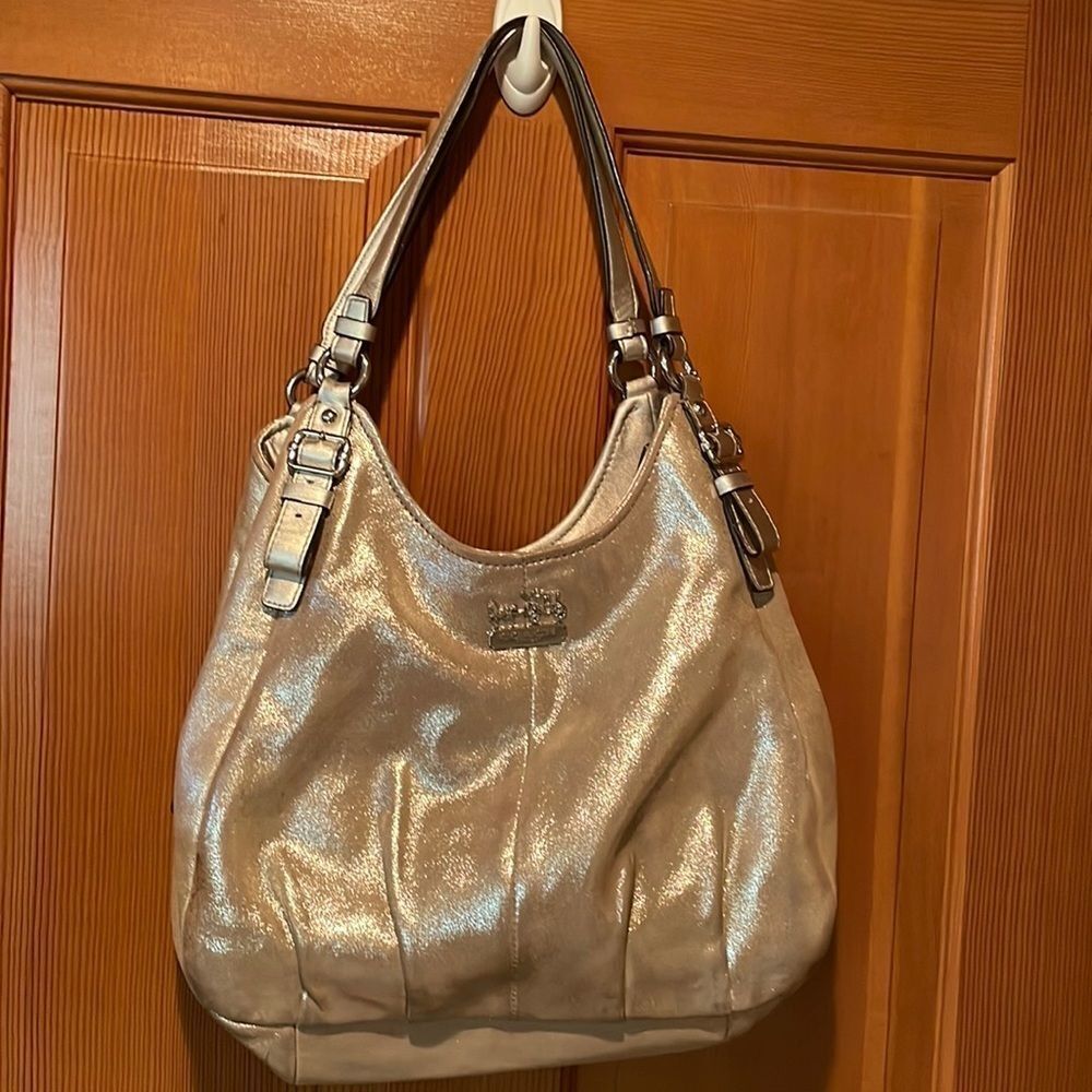COACH gold leather hobo purse - Picture 2 of 16